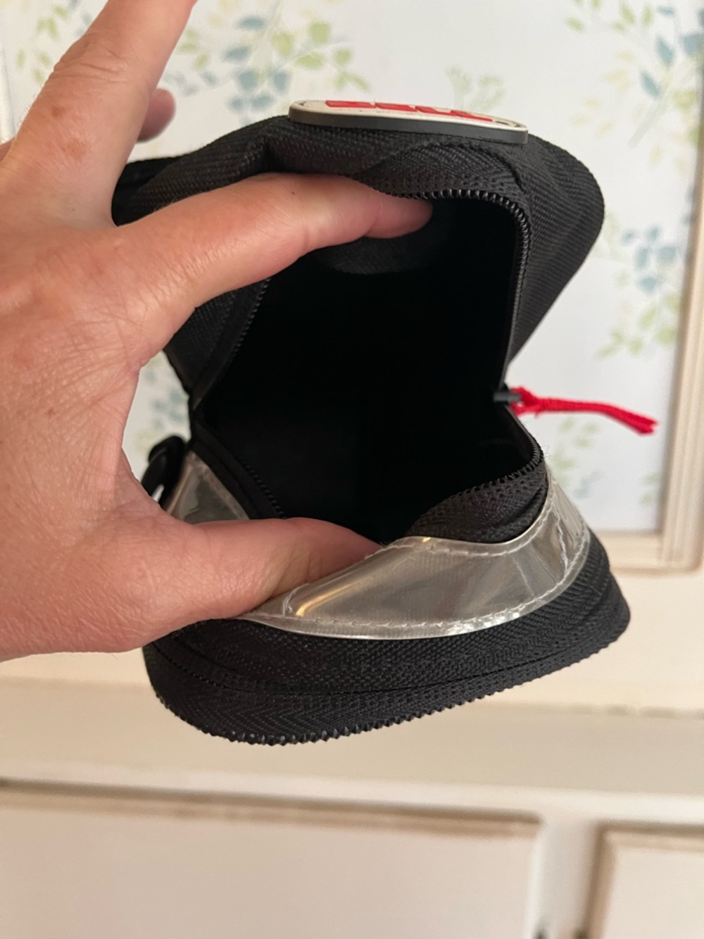 Black Bicycle Pouch with White Racing Stripes - Picture 6 of 6
